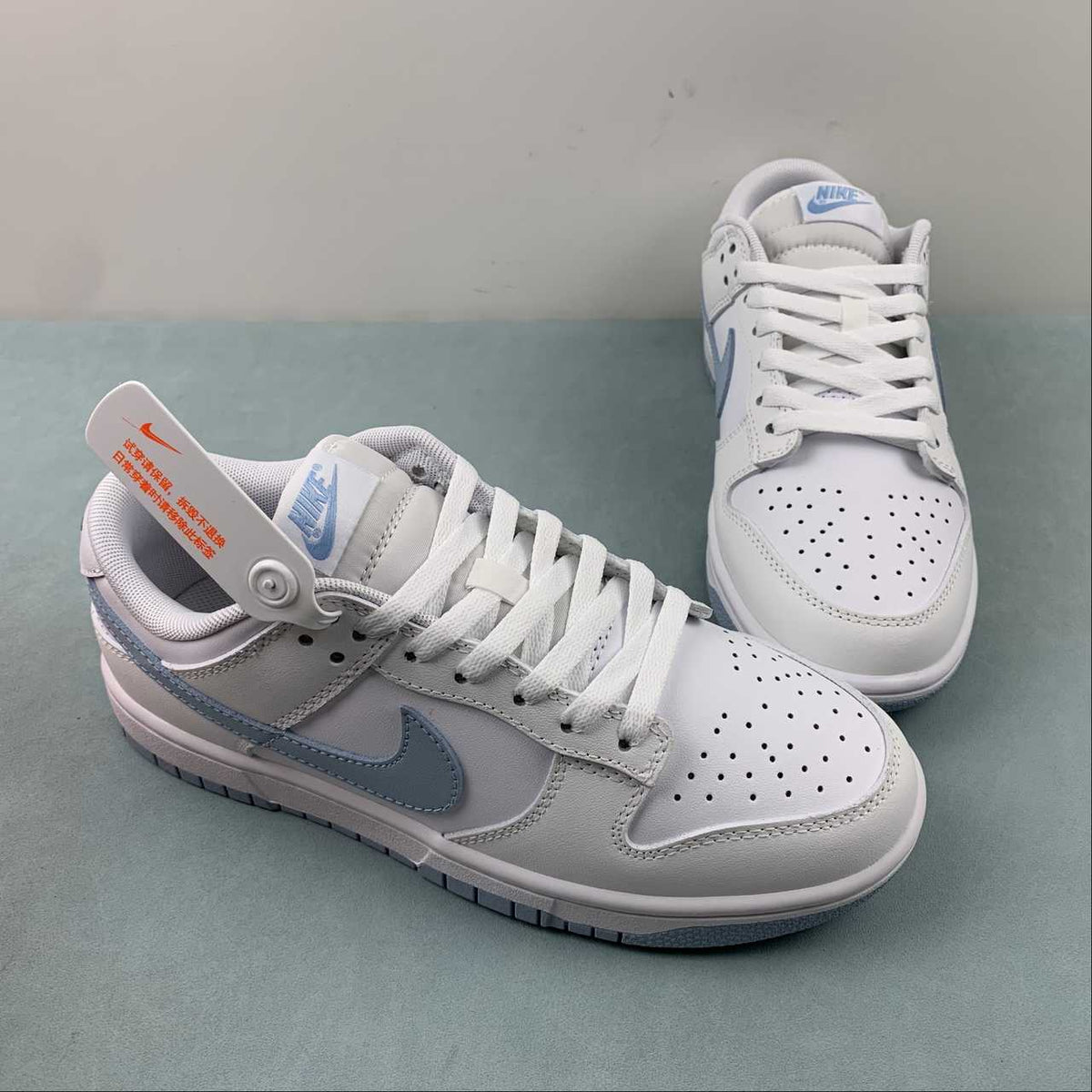 Nike Dunk Low Sneakers - White, Light Grey & Blue DV0831-109